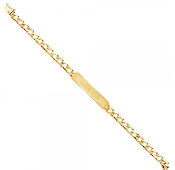 14KY Nugget Cuban Link ID Bracelet - 8"