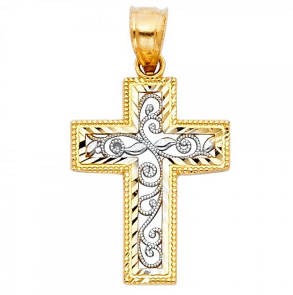 14K 2T Cross Religious Pendant