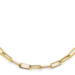 14KY Hollow Plain Paperclip Necklace