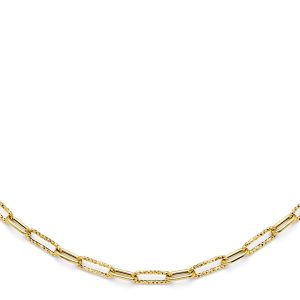 14KY Hollow Paperclip 1+1 Necklace