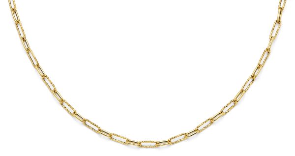 14KY Hollow Paperclip 1+1 Necklace