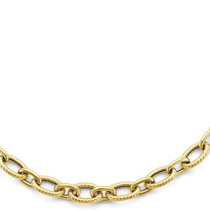 14KY Hollow Bold Oval Link Necklace