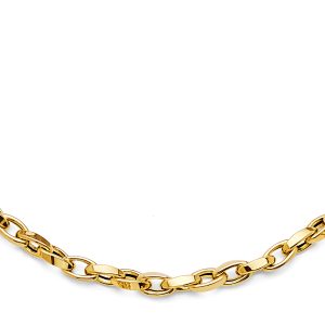 14KY Hollow Flat Tube Oval Rolo Necklace