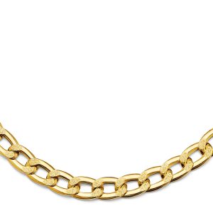 14KY Hollow Dia Bar Curb Necklace