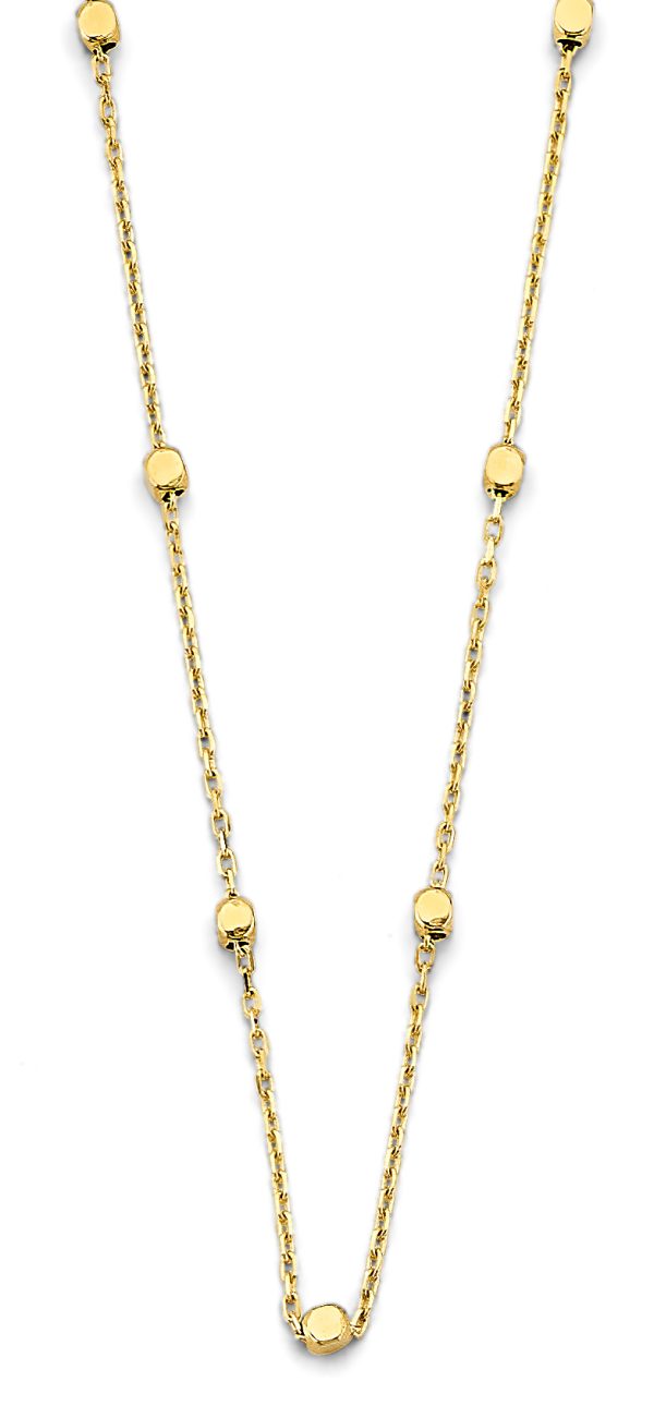 14KY Square Shape Bead Necklace