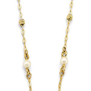 14KY Pearl + DC Bead Necklace