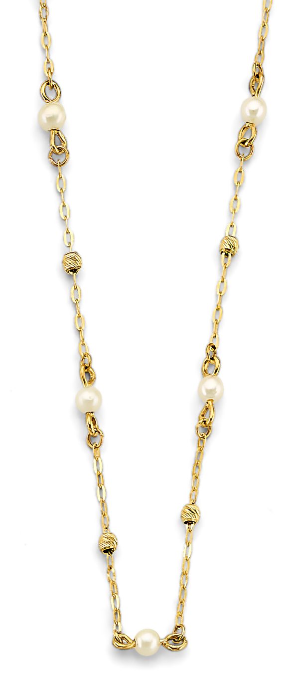 14KY Pearl + DC Bead Necklace