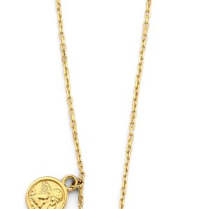 14KY Light Necklace with Cross & Baby Angel