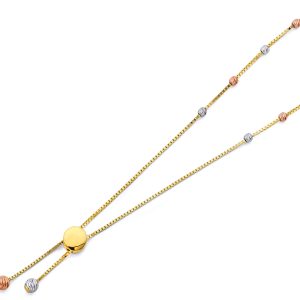 14K 3C Adjustable Ball Necklace
