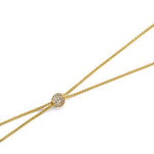 14KY Adjustable CZ Ball Necklace