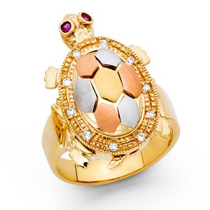 14K 3C Fancy Turtle Ring