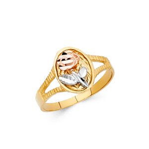 14K 3C Fancy Flower Ring