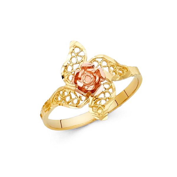 14K 2T Fancy Flower Ring