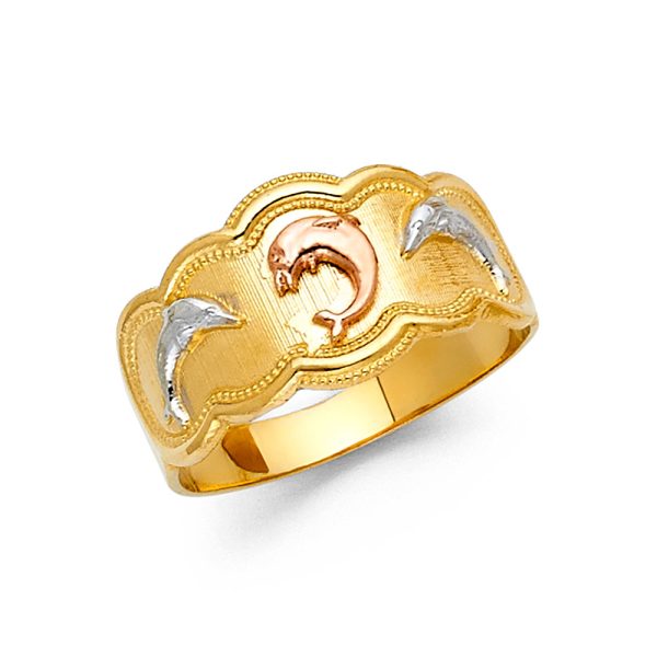 14K 3C Fancy Dolphin Ring
