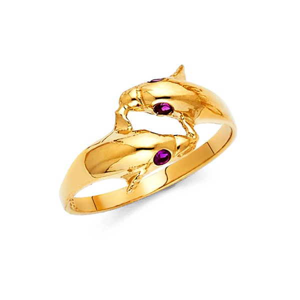 14KY CZ Fancy Dolphin Ring