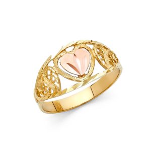 14K 2T Fancy Heart Ring