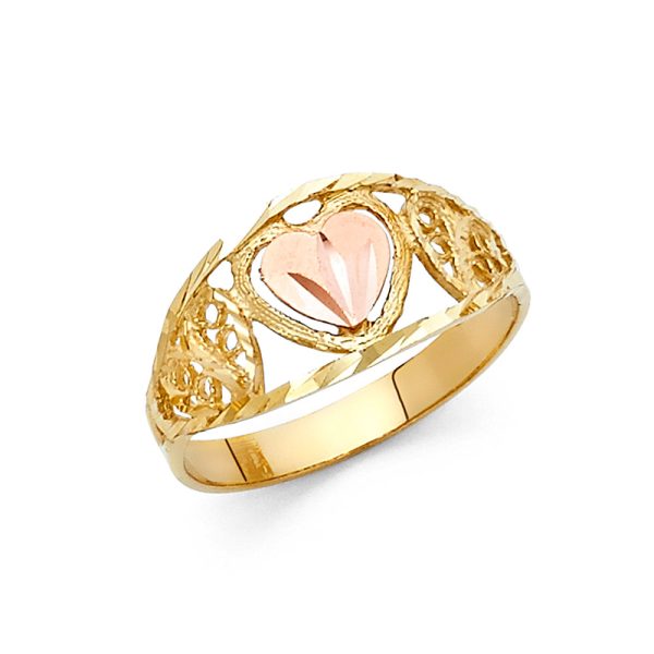 14K 2T Fancy Heart Ring