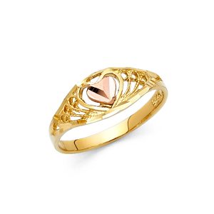14K 2T Fancy Heart Ring