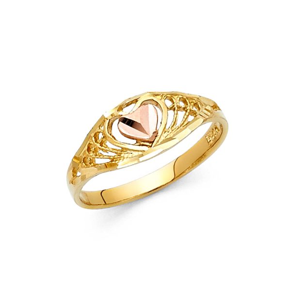 14K 2T Fancy Heart Ring