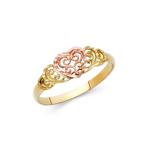 14K 2T Fancy Heart Ring