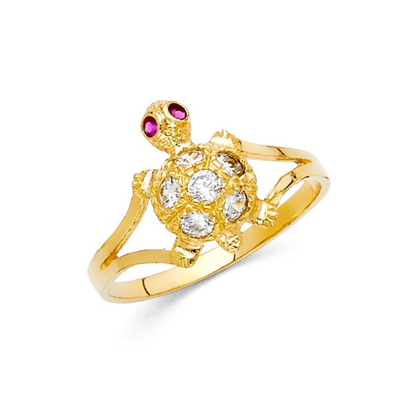 14KY CZ Turtle Fancy Ring