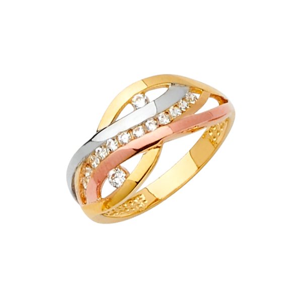 14K 3C Fancy CZ Ring