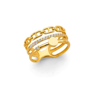 14KY 3 Line Fancy CZ Ring