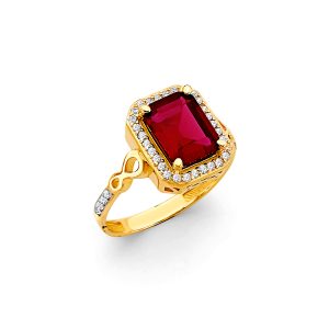 14KY Fancy Red CZ Ring