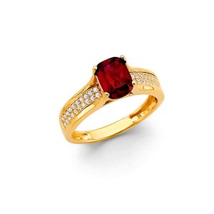 14KY Fancy Red CZ Ring
