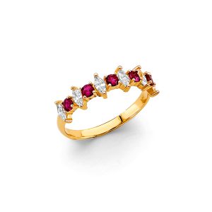 14KY Fancy Red CZ Ring