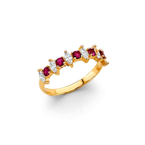 14KY Fancy Red CZ Ring