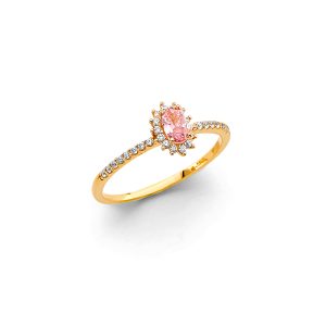 14KY Fancy Pink CZ Ring