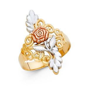 14K 3C Fancy Flower Ring